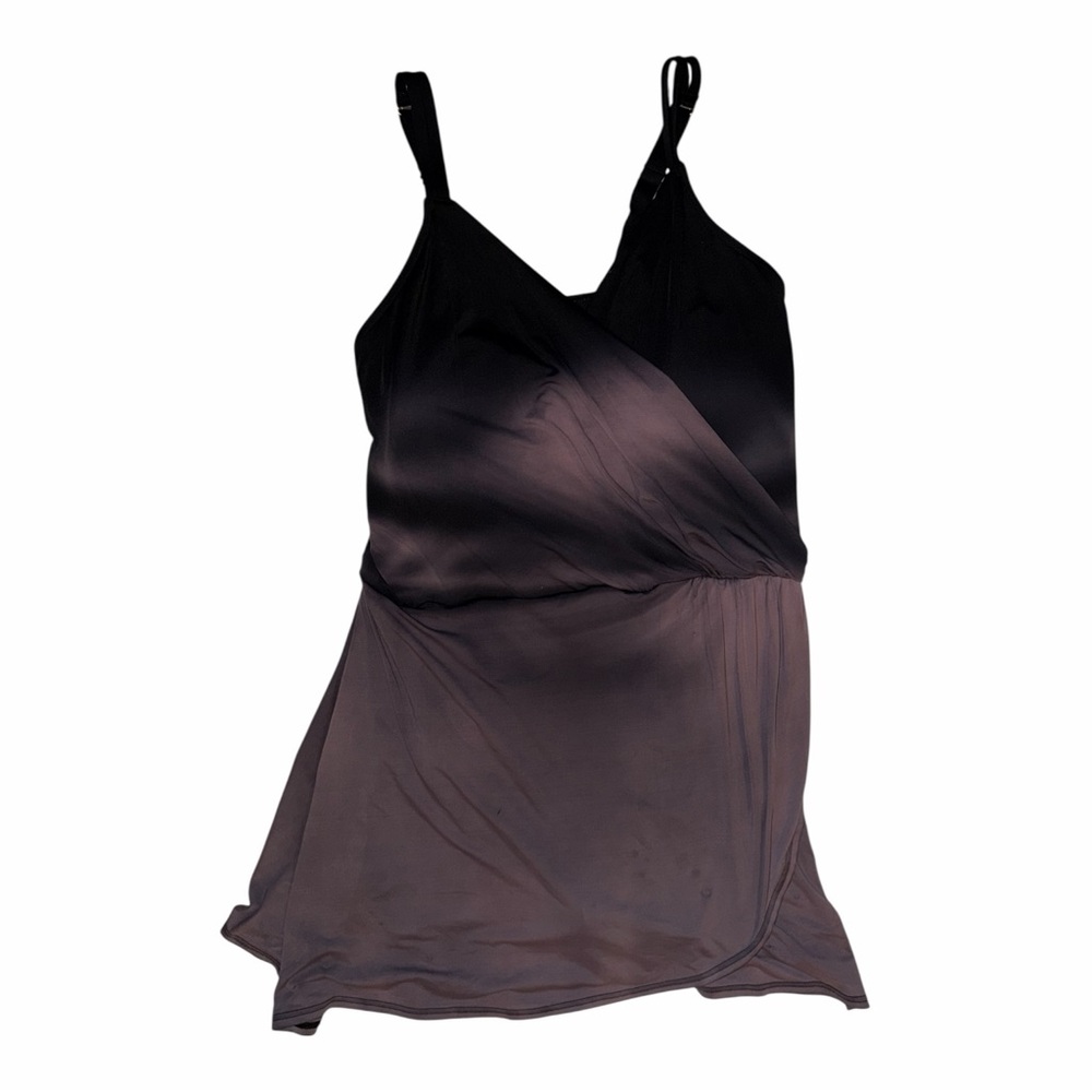 Lands' End Black & Grey One-Piece Swim Dress